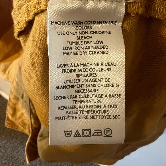 Anthropologie Pilcro Button Down Shirt Dress Pocket Short Sleeve Yellow Small - Picture 9 of 12